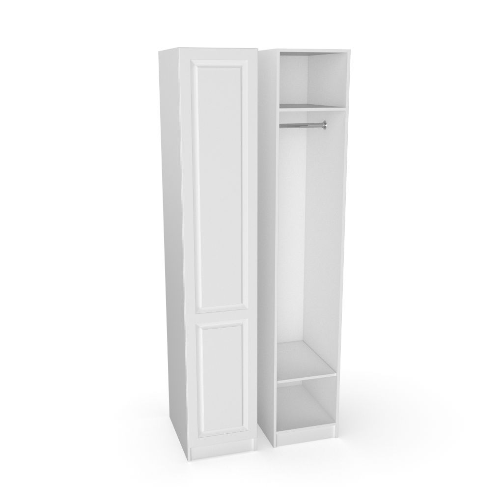 Шкаф пенал 40х55х220 Классик, 2 полки, L, белый/ белый мдф soft touch матовый