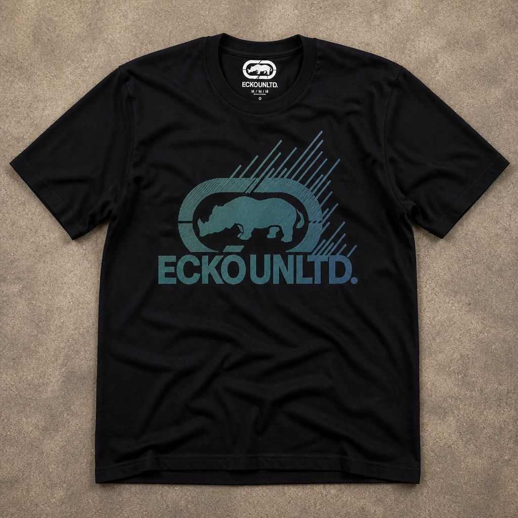 Футболка Ecko Unltd Rhino Logo Graphic Black y2k flat_lay