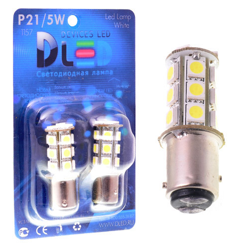 Белые светодиодные лампы DLED P21/5W 18 SMD 5050