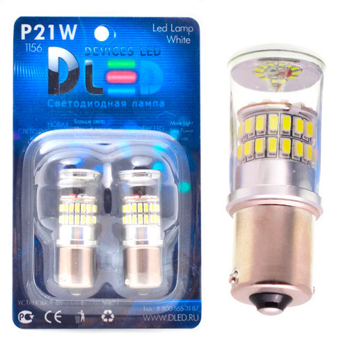 Светодиодные лампы DLED P21W 48 SMD 3014 со стабилизатором