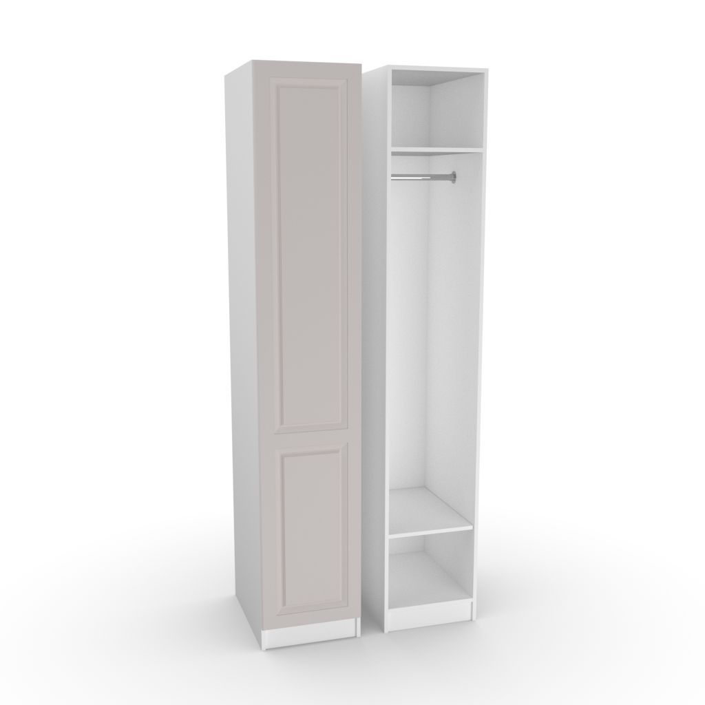 Шкаф пенал 40х55х220 Классик, 2 полки, L, белый/ мдф кашемир soft touch матовый