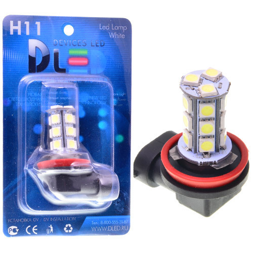 Светодиодная автомобильная лампа H11 18 SMD 5050